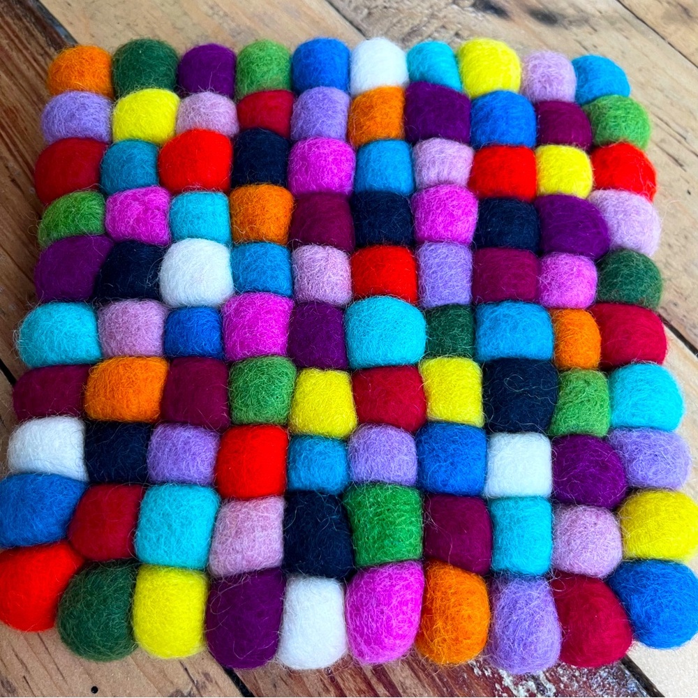 Trader Joe’s Felt Wool Potholder Trivet Square Shaped  6.5 x 6.5”